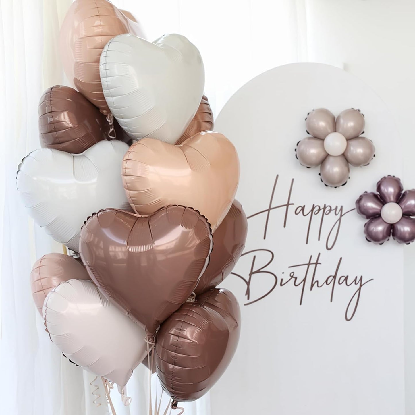 Brown Cream Heart Balloons, 18 Inch Apricot Beige Heart Shape Balloon, 12PCS White Coffee Helium Nude Neutral Heart Balloons for Girls Boho Birthday Marriage Engagement Wedding Party Decoration