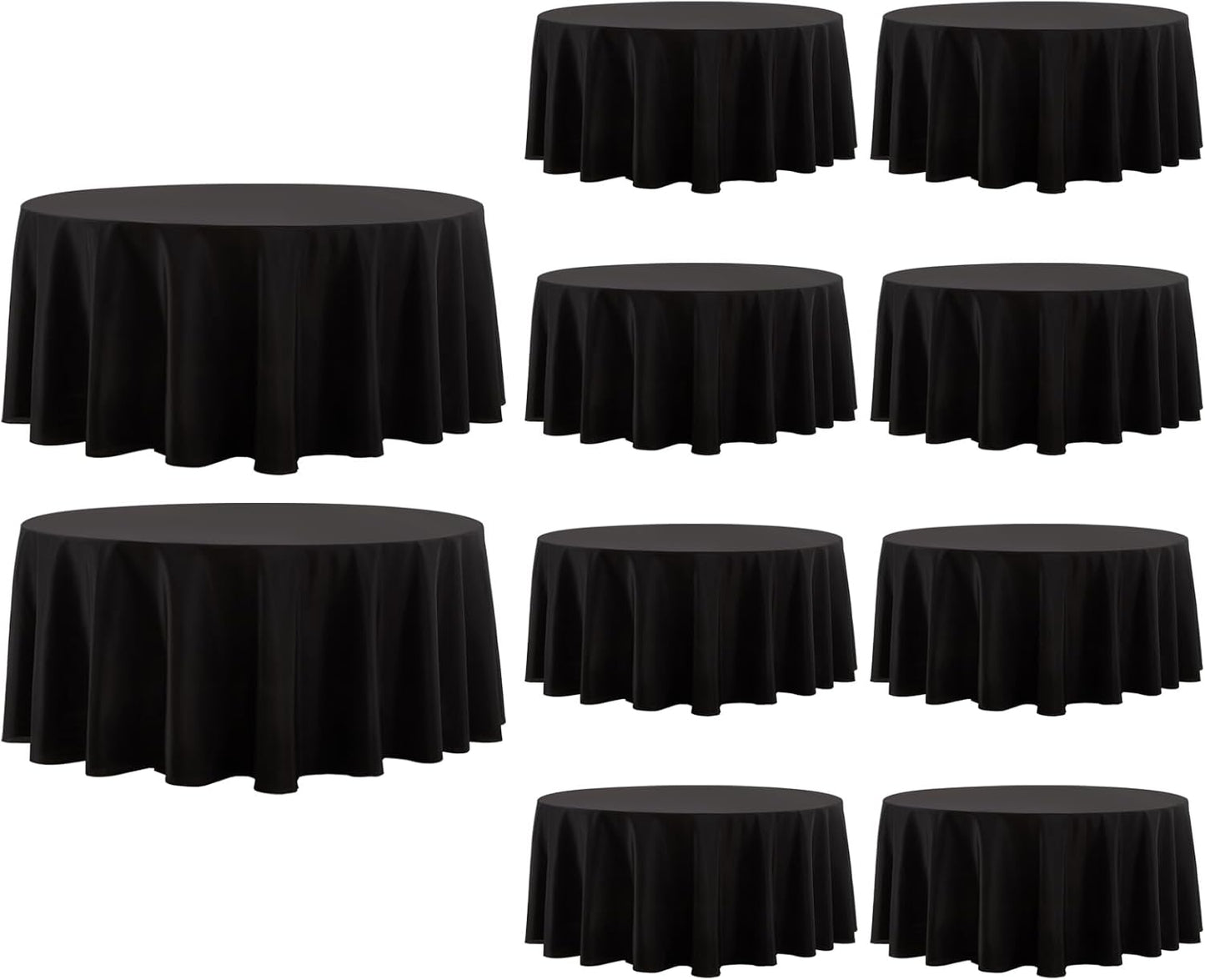 Round Tablecloth 132 Inch 10 Pack Black Tablecloths Washable Decorative Linen Polyester Table Clothes Cover for Dining Table Banquets Buffet Parties and Wedding
