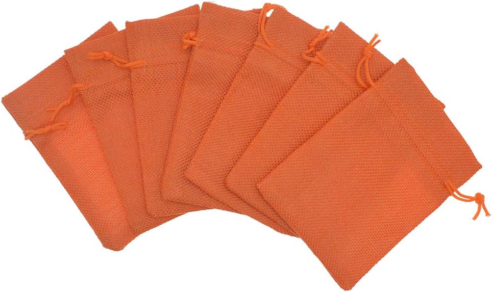 20Pcs Burlap Gift Bags 2.7 x 3.5 inch, Orange Jute Drawstring Bags for Halloween Party Favors, Jewelry Candy Pouches, Arts Crafts