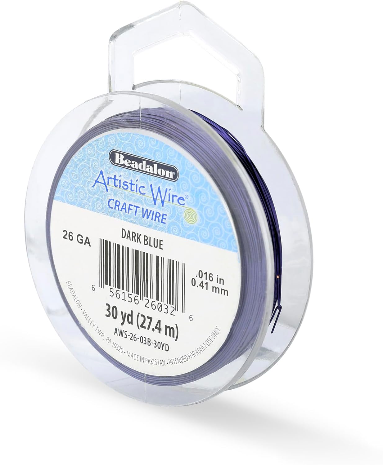 Artistic Wire, 26 Gauge Tarnish Resistant Colored Copper Craft Wire, Dark Blue, 30 yd