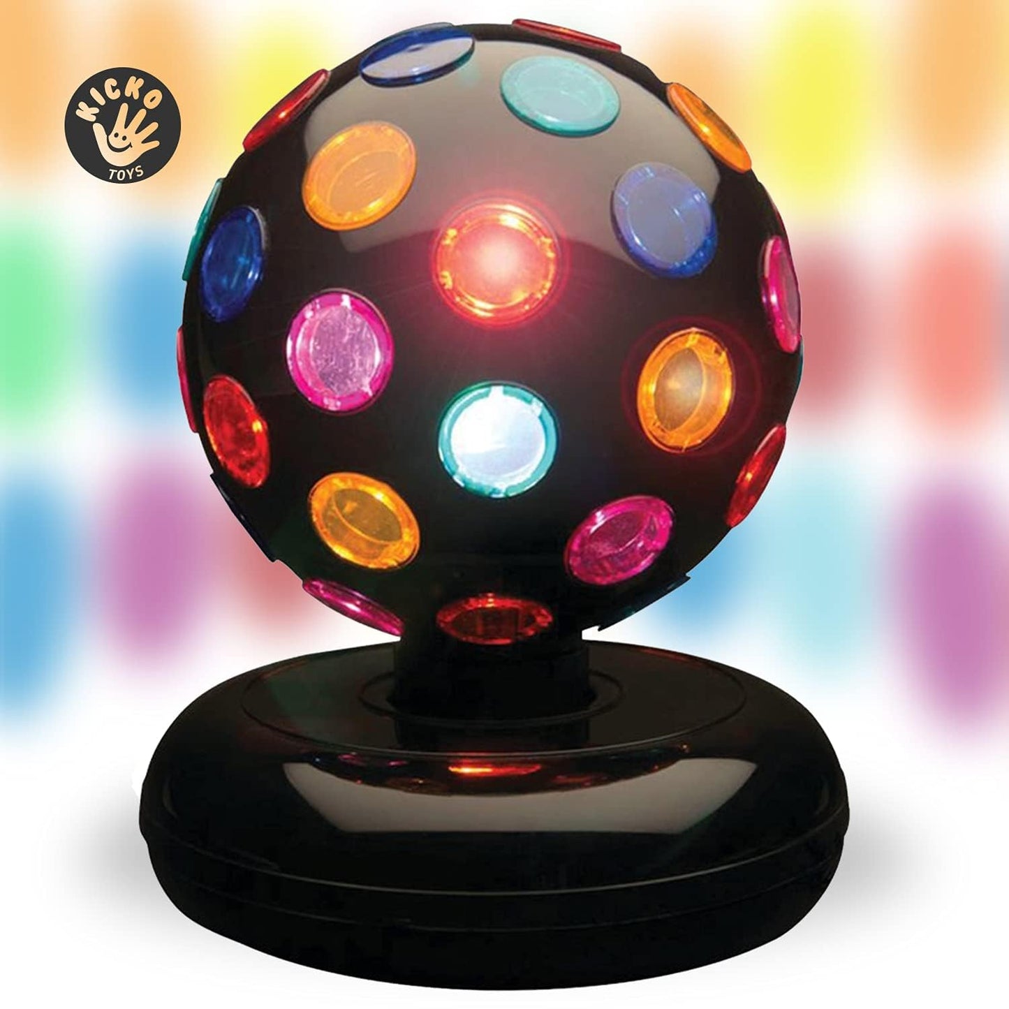 Kicko Spinning Disco Ball - 11-Inch Disco Ball Decor with Party Lights 360 Degree Rotating Neon LED Light for Kids and Adults - Colorful Flashing for 80s Party and Events