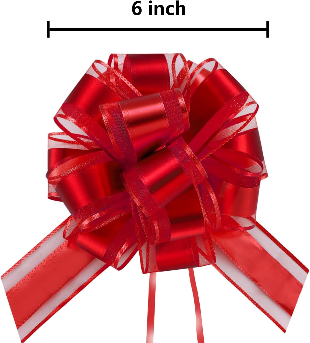 7 Pieces Large Pull Bows, 6 inche, Big Bow for Gift Wrapping, Christmas Party Birthday Gift, Wedding Baskets,Valentine's Day Gift Decorations, Flower Decoration (Red)