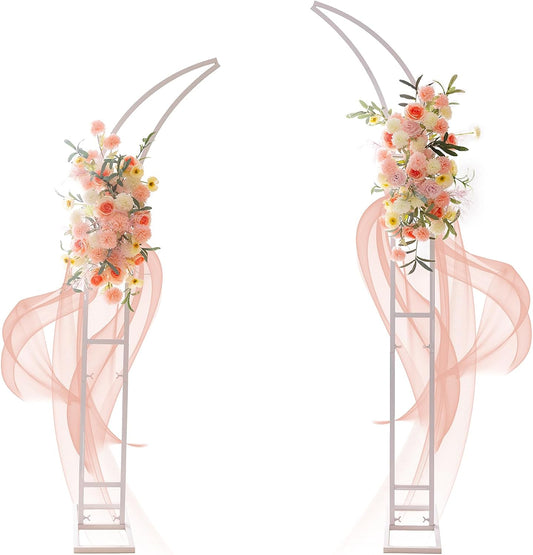 2pcs Large Wedding Arch with Base Flower Stand Arch Bracket Stand Backdrop Stand for Wedding Party Elegant Decorations & Garden Climbing Plants Vines,6.9&5.9 FT-White