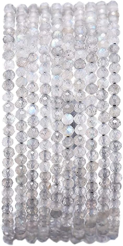 Faceted Natural Spectrolite Stone Round Loose Semi Gemstone Beads for Jewelry Making 2-2.5mm 38cm