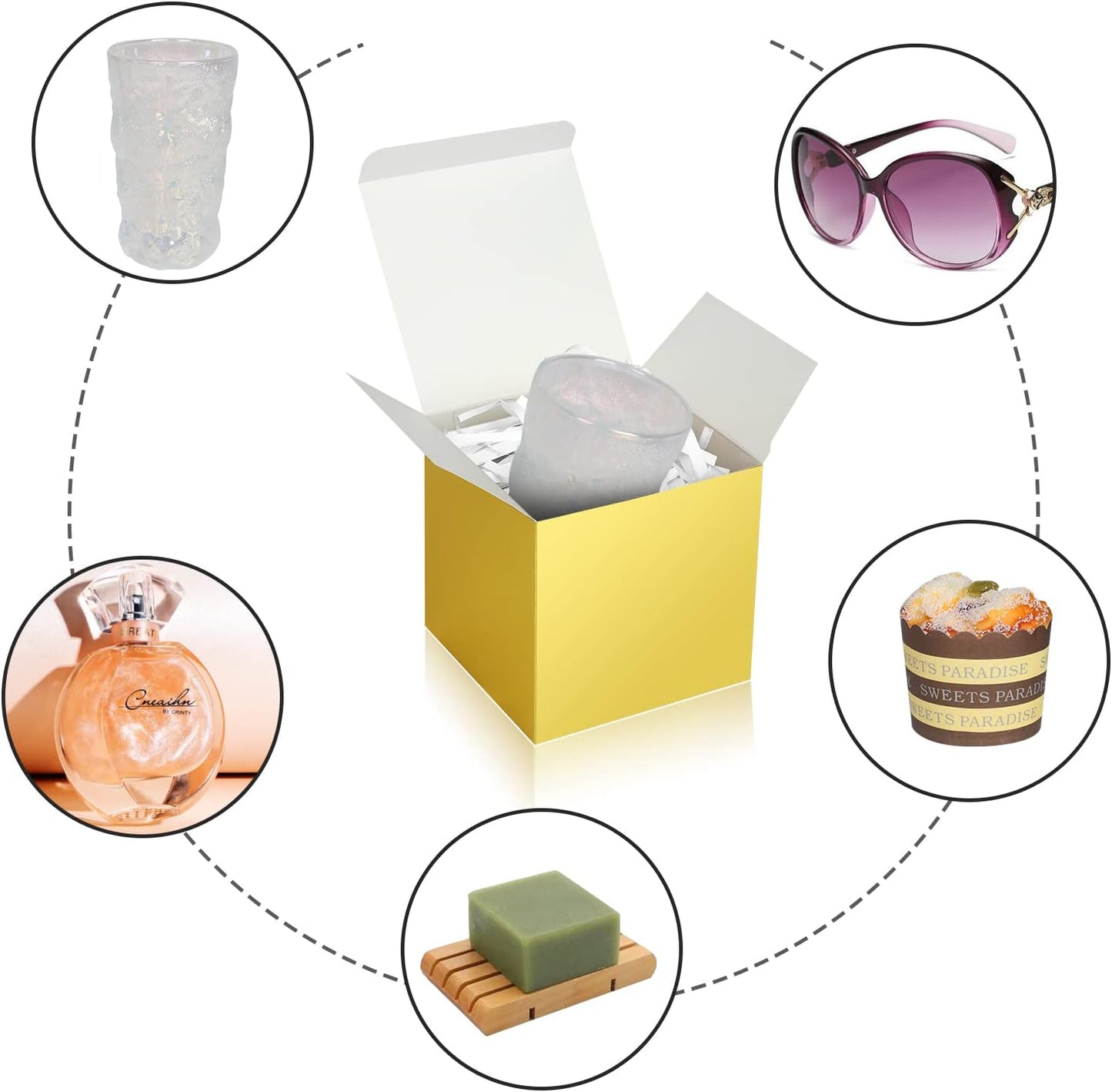 Gold Gift Boxes 5x5x5, 30 Pack Paper Gift Boxes with Lids for Gift, Bridesmaid Proposal Box, Cupcake Boxes, Gift Box for Wedding, Birthday, Groomsmen Proposal, Gifts, Packaging, Present