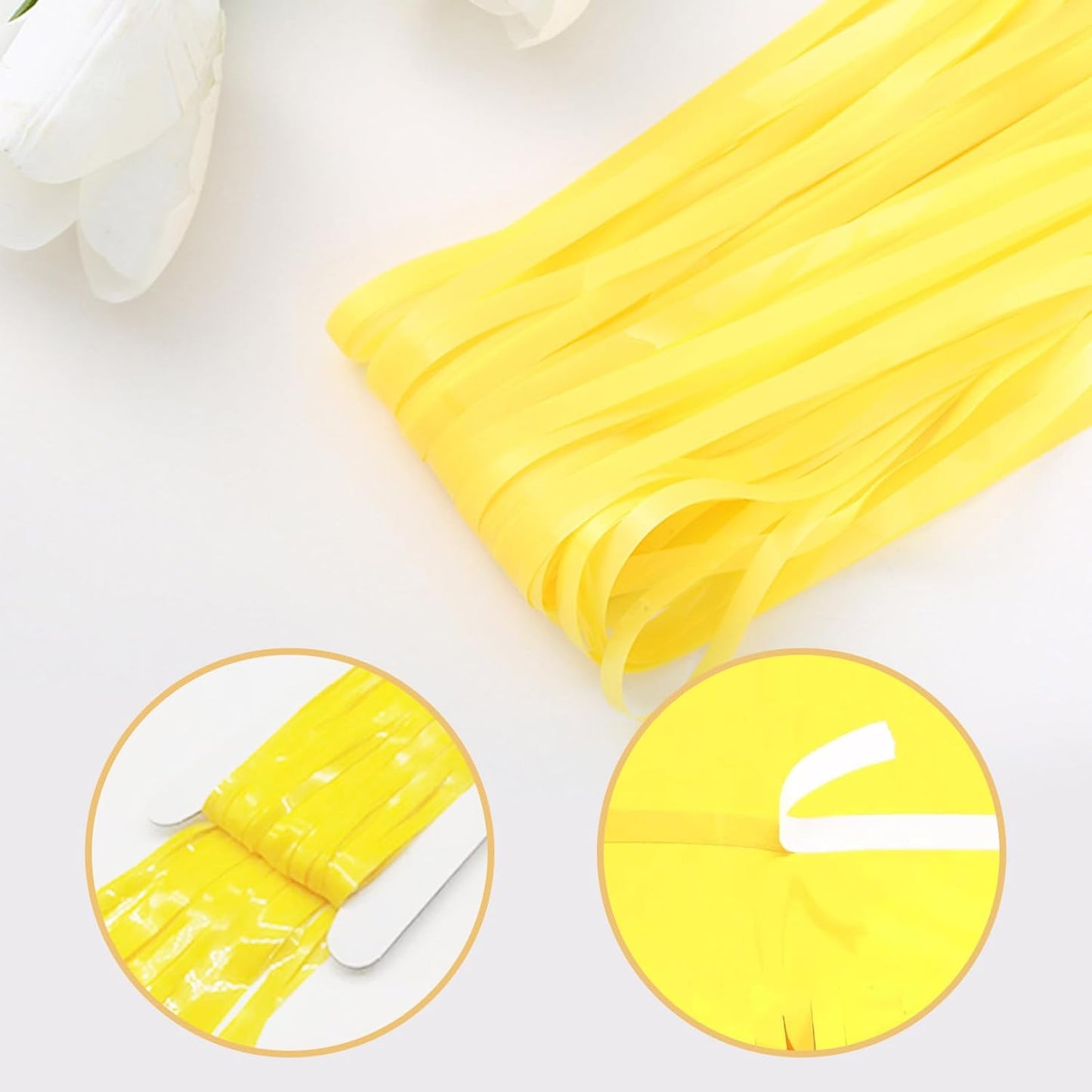 5 Pack Yellow Foil Curtain Backdrop 3.2ft x 8.2ft Tinsel Foil Fringe Curtains Macaron Photo Booth Streamer Backdrop for Party Decorations Birthday Baby Shower Bachelorette Holiday Decor (Yellow)