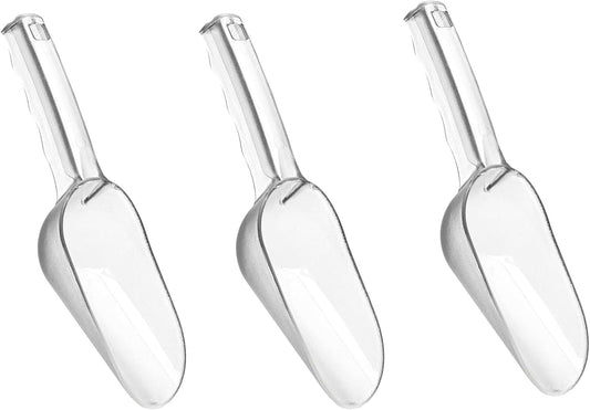 3PCS Clear Plastic Ice Scoop, 48 ounces Alec Ice Scoop, Kitchen Scoop for Ice Bucket Ice, Popcorn, Coffee Beans, Flour (48 oz.)