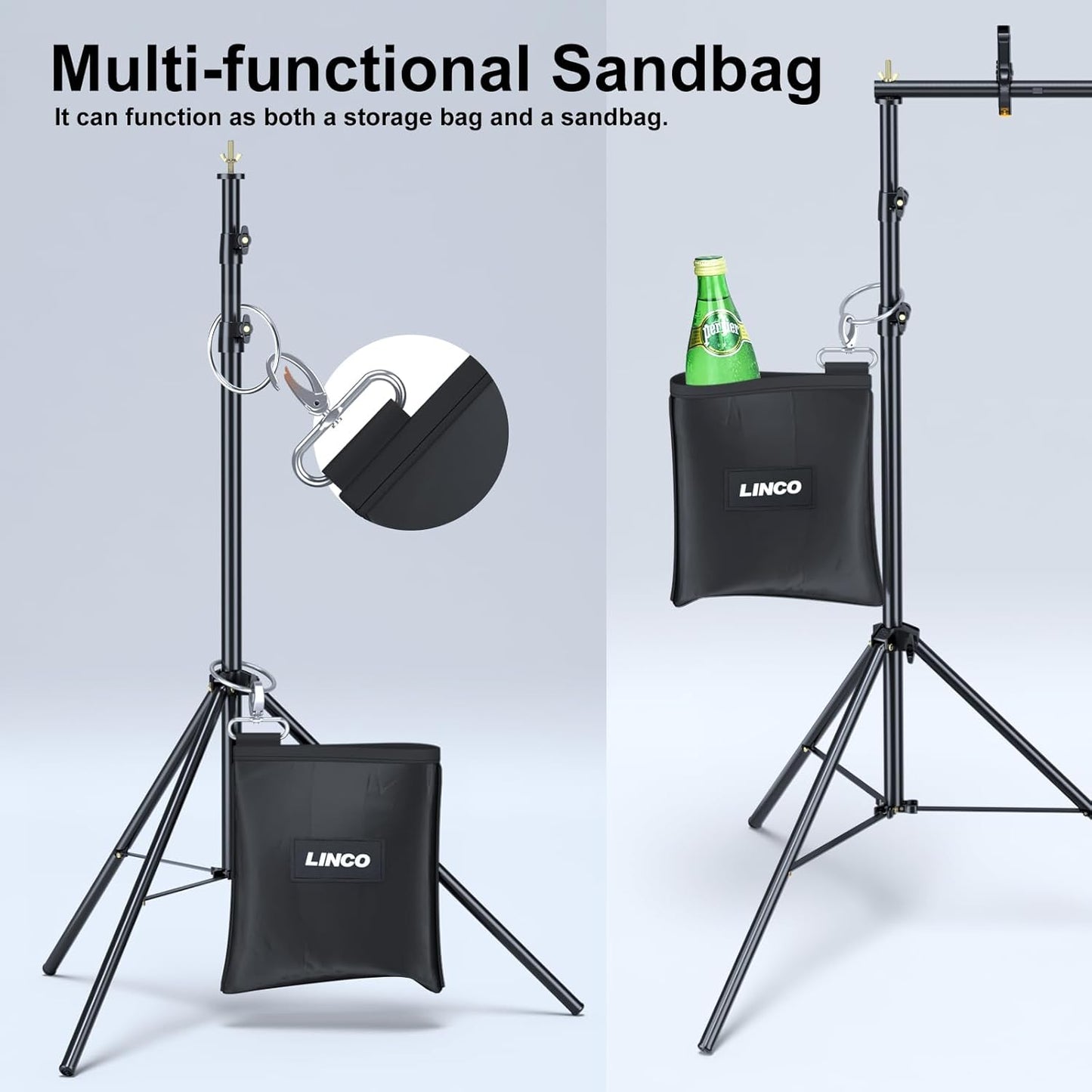 LINCO Backdrop Stand for Parties Kit 10x7 ft Adjustable Back Drop Photography Studio Photo Background Support System with Clamps, Sand Bag, Carrying Bag 4172