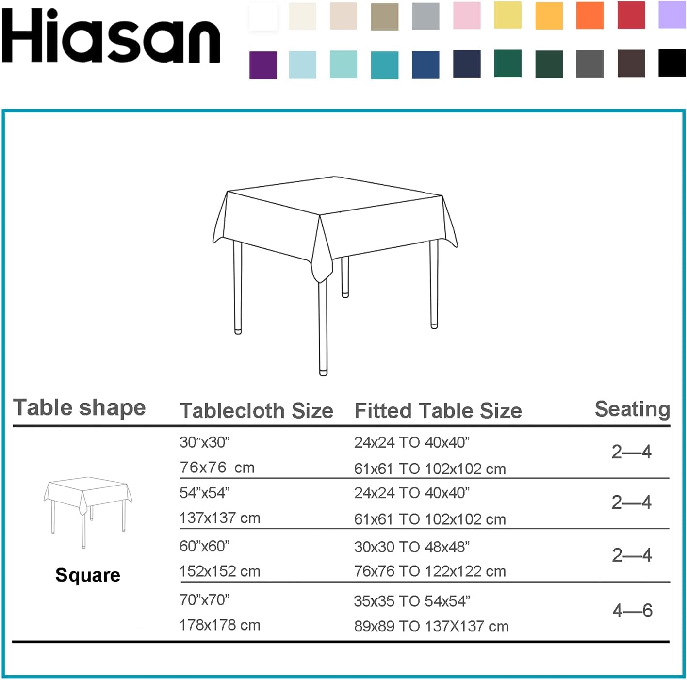 Hiasan Pumpkin Orange Square Tablecloth - Waterproof and Spillproof Restaurant Washable Polyester Table Cloth for Dining Room, 54 x 54 Inch