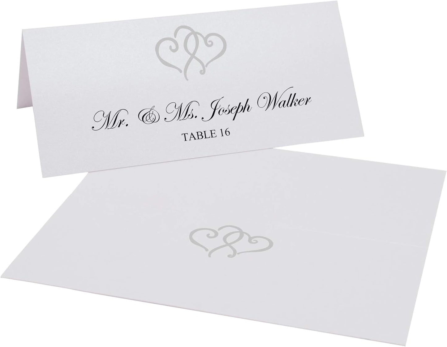 Linked Hearts Printable Place Cards, Silver (Choose Color), Set of 150 (25 Sheets), Laser & Inkjet Printers - Wedding, Party, Dinner, and Special Events - Made in the USA