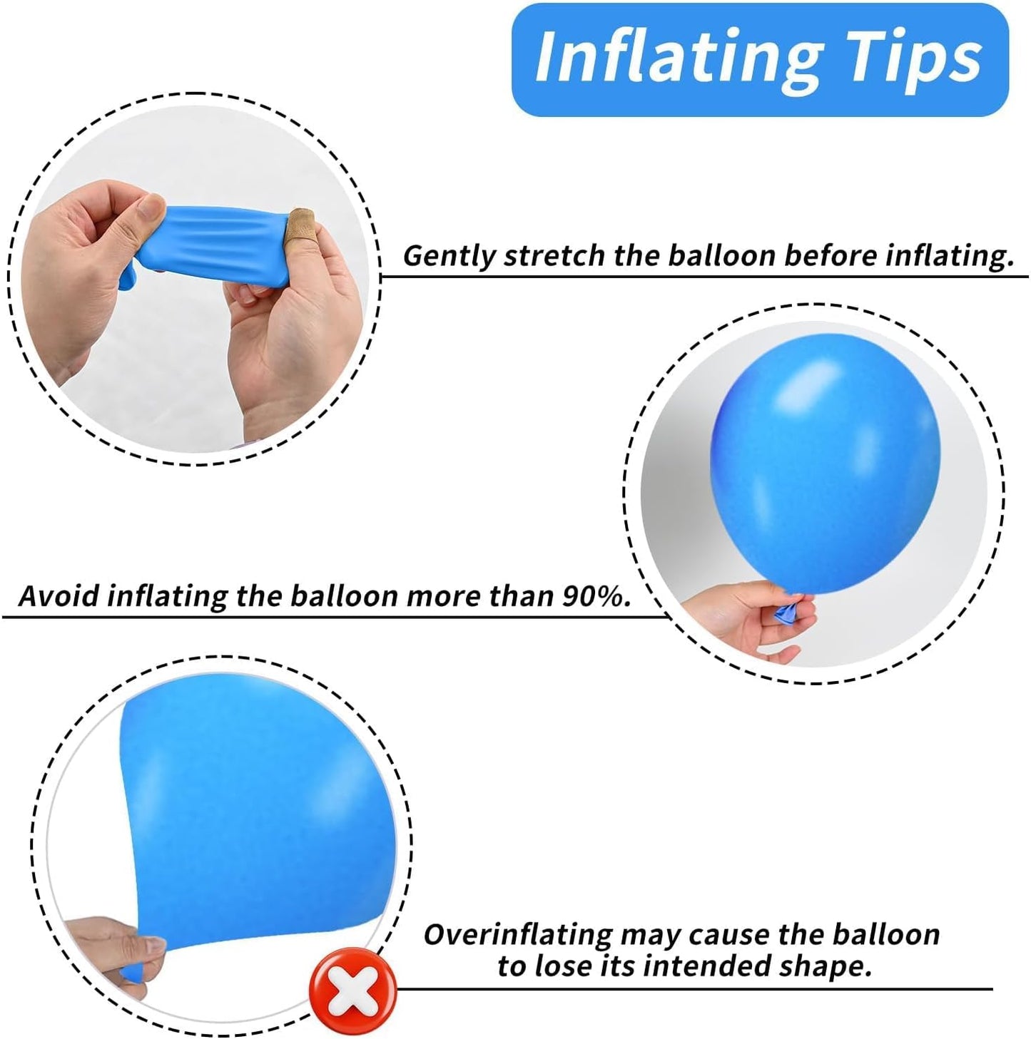 Paready Balloons Set - 50Pcs Red, Yellow, Blue, Dusty Blue Latex 12 Inch Balloons for Birthday Party Supplies
