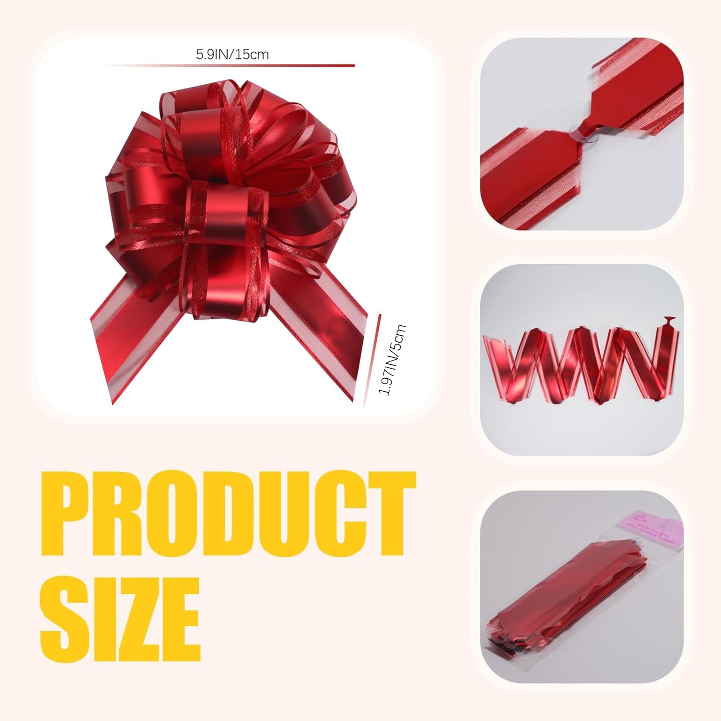 12 PCS 6 Inch Organza Red Pull Bows - Perfect for Gift Wrapping, Wedding Decor, Car Bows, Birthday Parties, Christmas and Valentine's Day