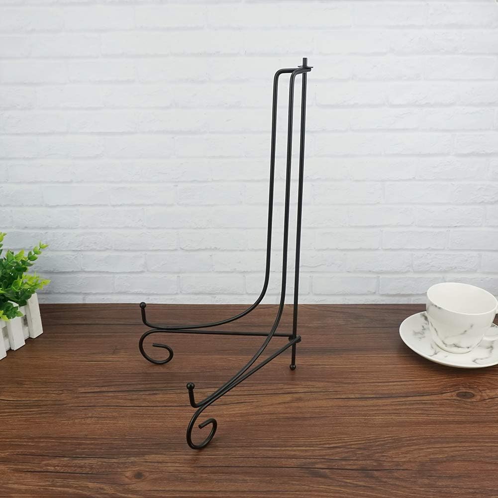 (2 pack)Iron Display Stand Large Black Iron Easel Plate Display Photo Holder Stand, Displays Picture Frames,Decorative Plates, Tablets and Art 15 Inch