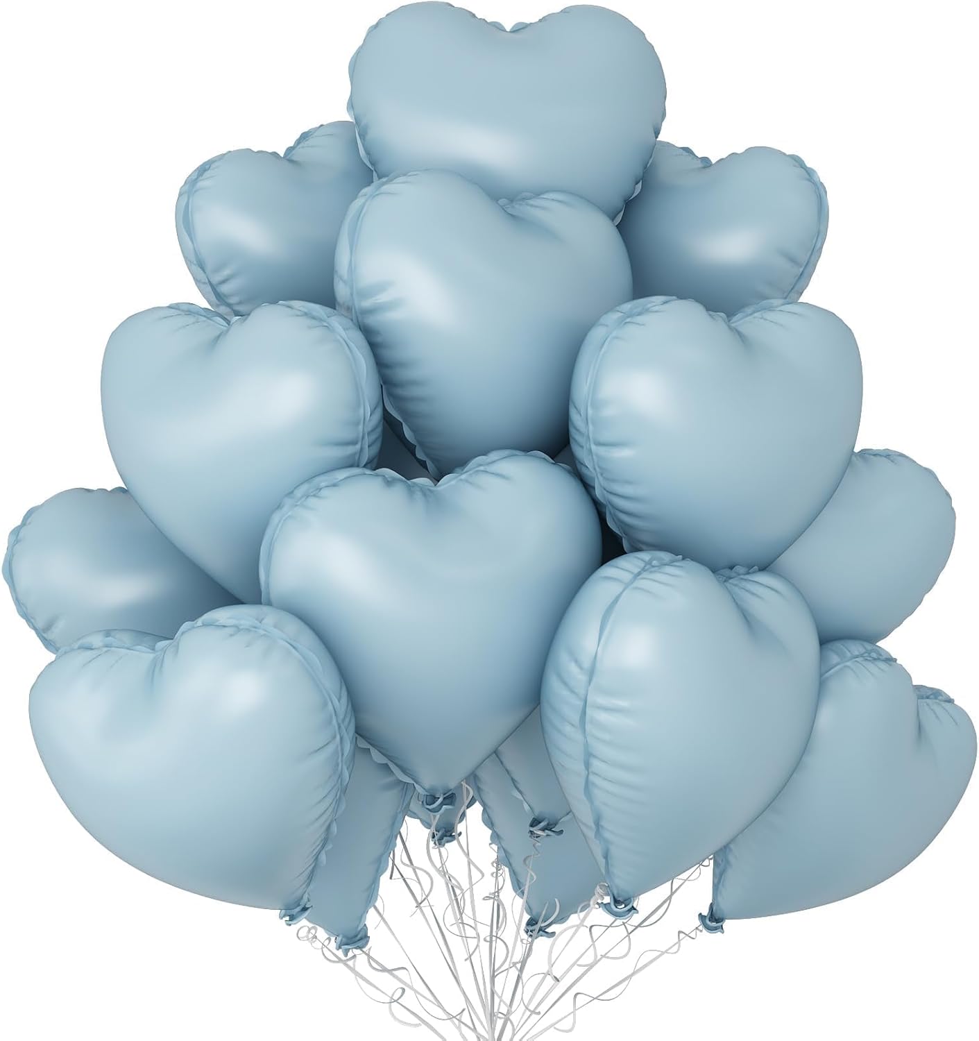 Baby Blue Heart Balloons,12Pcs 18 Inch Pastel Blue Foil Love Heart Shaped Balloons for Light Blue Birthday Party Wedding Engagement Anniversary Baby Shower Valentines Day Decorations