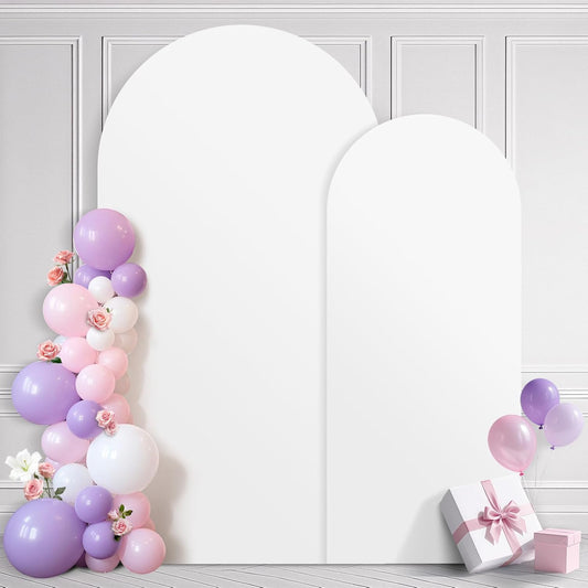 Ledido Wedding Arch Backdrop Cover 6FT 7.2FT Arch Covers 2Set Fitted Stretchy Spandex Round Top Stand Backdrop Cover for Wedding Banquet Ceremony Birthday Party Baby Shower Event Decoration,White