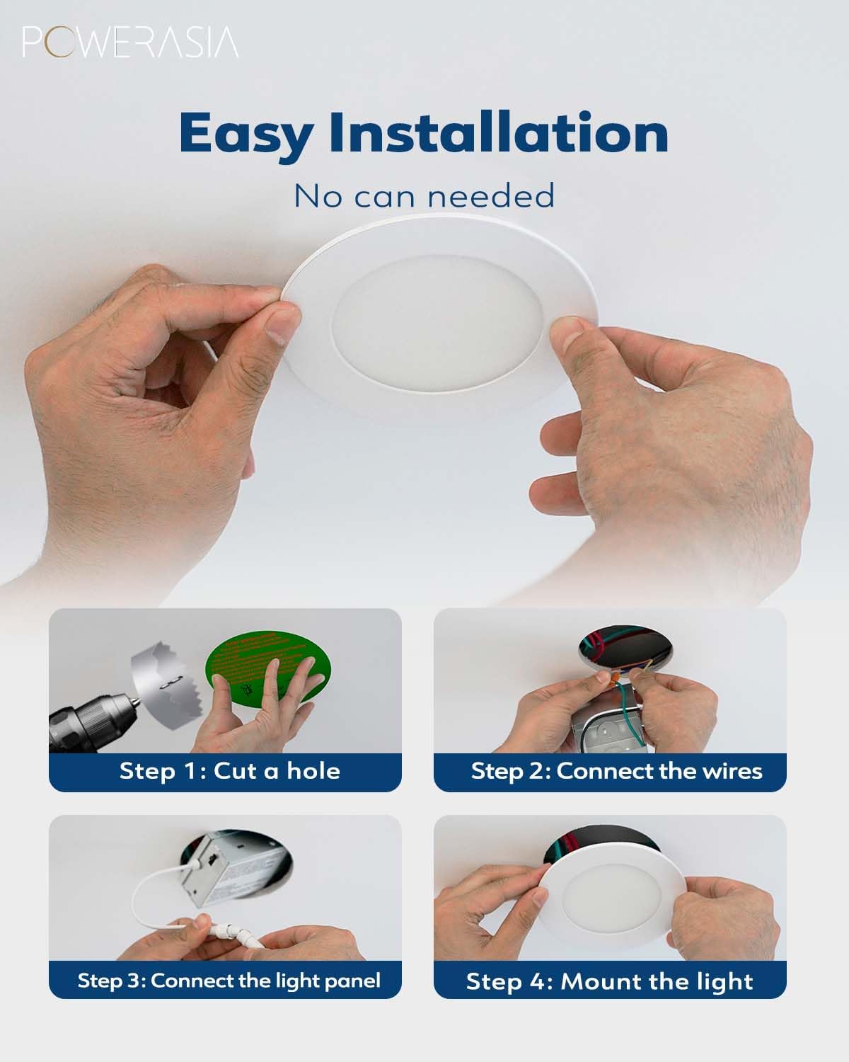 24 Pack Recessed Lighting 4 Inch with Junction Box, 5CCT 4 Inch LED Recessed Lights Dimmable 2700K-6000K, 9W 850lm Ultra Thin Recessed Lighting - ETL and Energy Star Certified