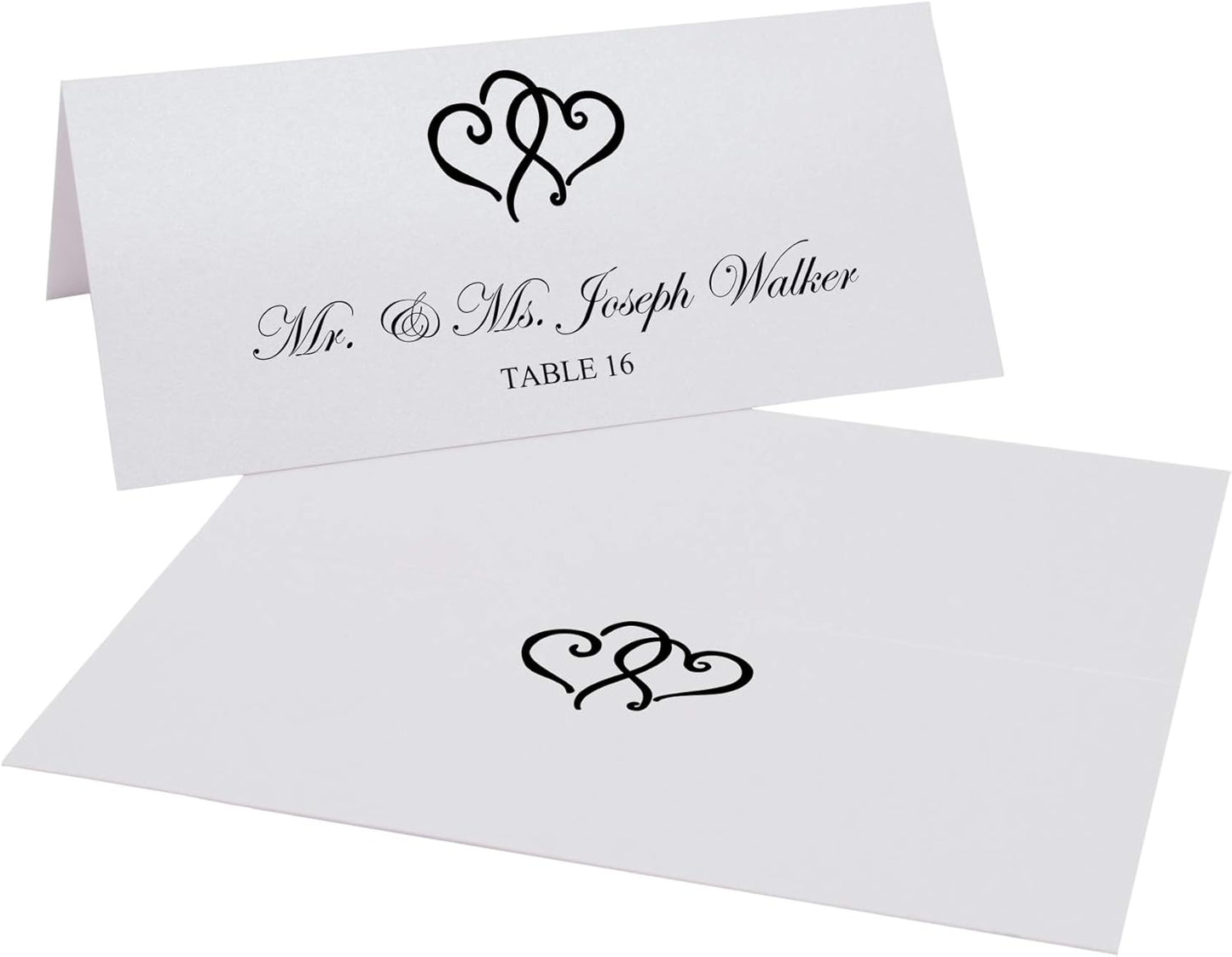 Linked Hearts Place Cards, Black (Choose Color), Set of 150, Pre-cut and Scored - Wedding, Party, Dinner, and Special Events - Made in the USA