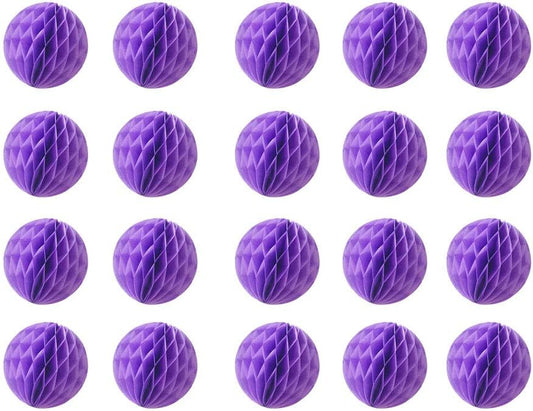 20pcs Honeycomb Decoration Paper Flower Balls Tissue Paper Pom Poms for Birthday Wedding Home Decor (3inch, Purple)