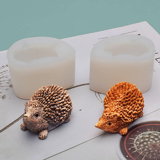 Cute 3D Hedgehog Scented Candle Mold 2 Pack Hedgehog Mold Silicone Mold for Candles Home Decoration Silicone Mold for Resin Hedgehog Resin Mold Cartoon Mold Animal Resin Mold