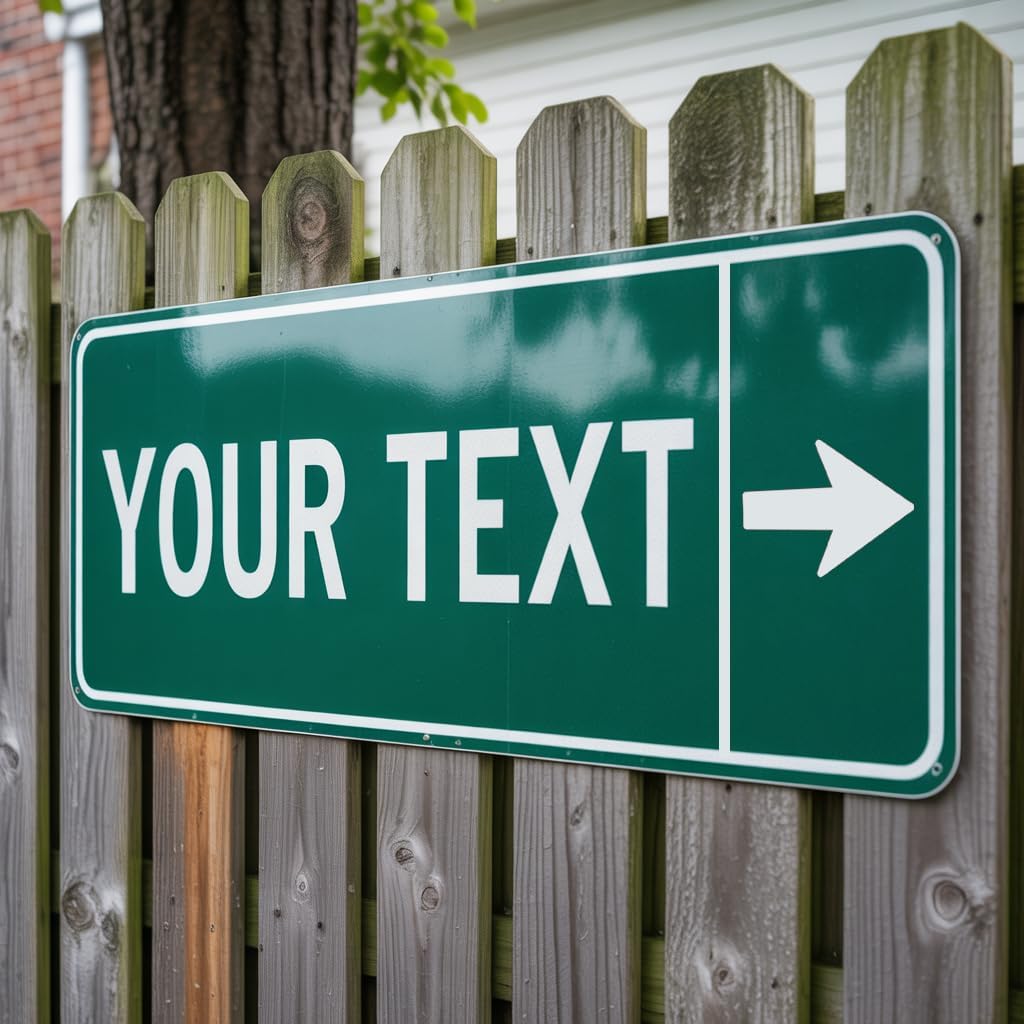 Custom Signs Outdoor Metal, Personalized Street Reflective Sign with Arrow, 8x24 Inches, Single/Double Sided, Rust Free Aluminum-UV Protected and Weatherproof