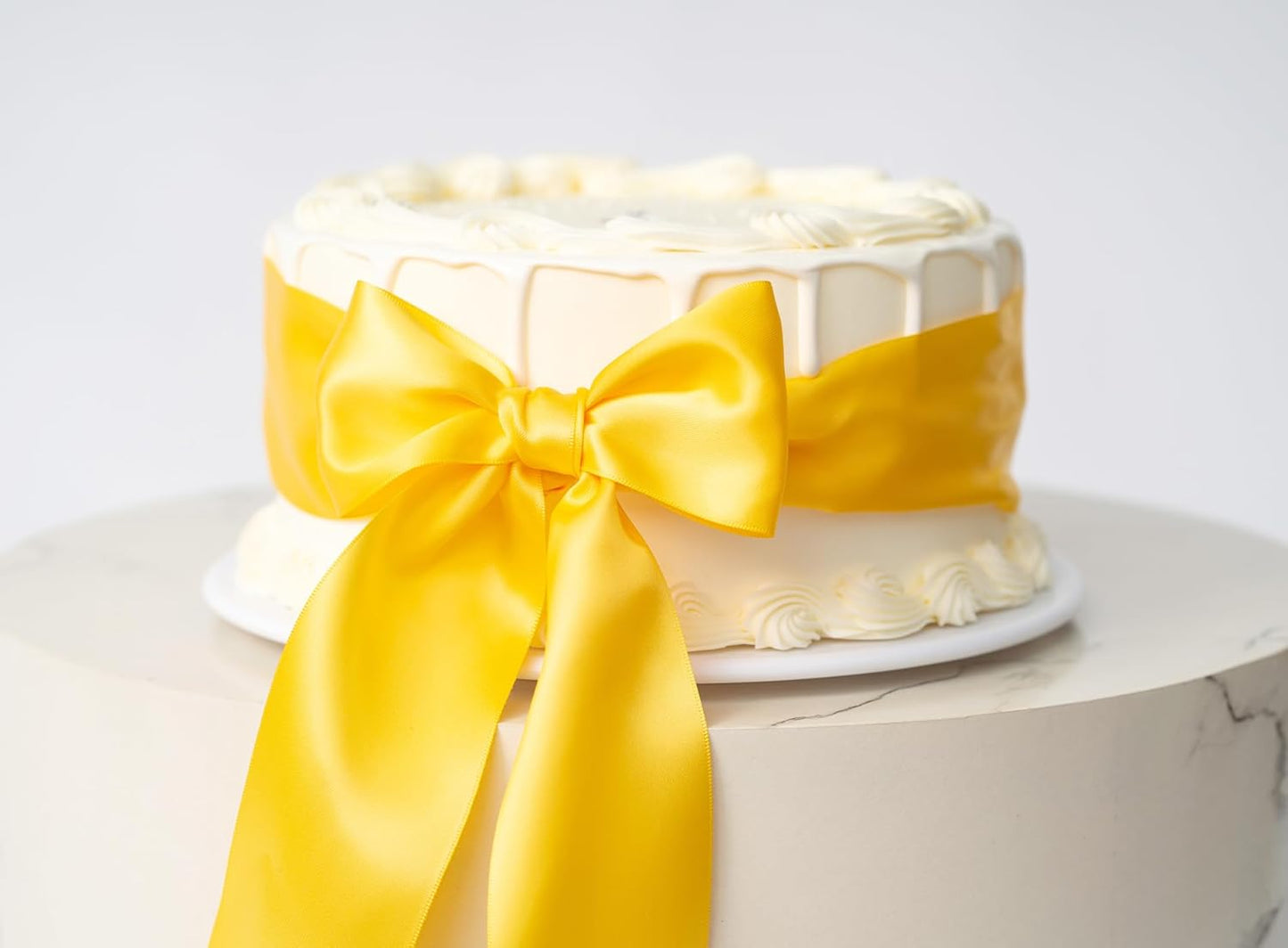 Yellow Ribbon 2.5 Inch Double-Faced Satin Ribbons 25 Yards for Crafts Gift Wrapping Flower Bouquet Wedding Paper Holiday Decorating