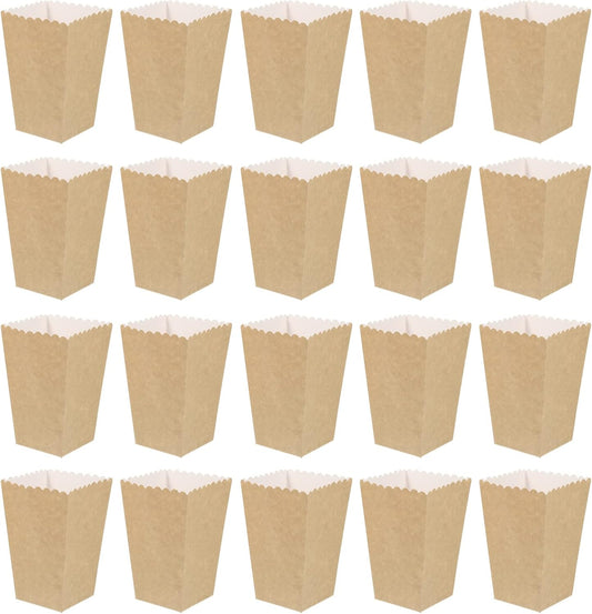 BESTOYARD 50Pcs Paper Popcorn Boxes, 5.3 X 3.5 Inch Individual Serving Snack Containers, Reusable Oil-Proof Open-Top Bulk for Family Couples Movie Nights, Weddings, Birthday Parties, Baby Showers