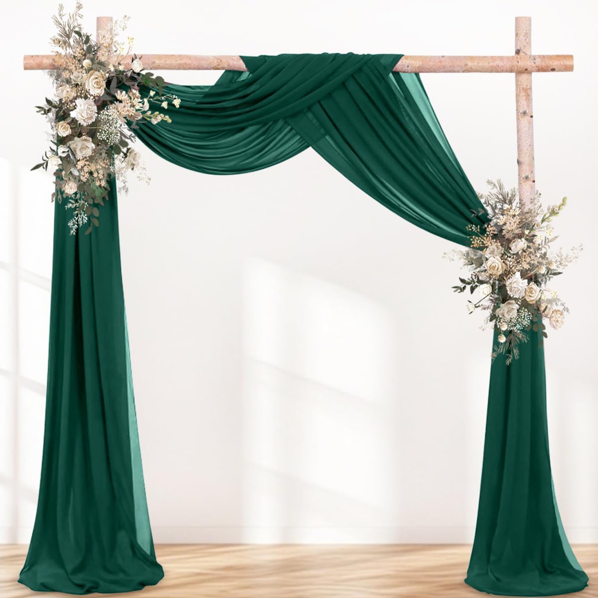 Fall Emerald Green Wedding Arch Draping Fabric 1 Panel 29" × 20FT Sheer Drapes Outdoor Curtain for Wedding Ceremony Baby Bridal Shower Arch Ceiling Backdrop Decor