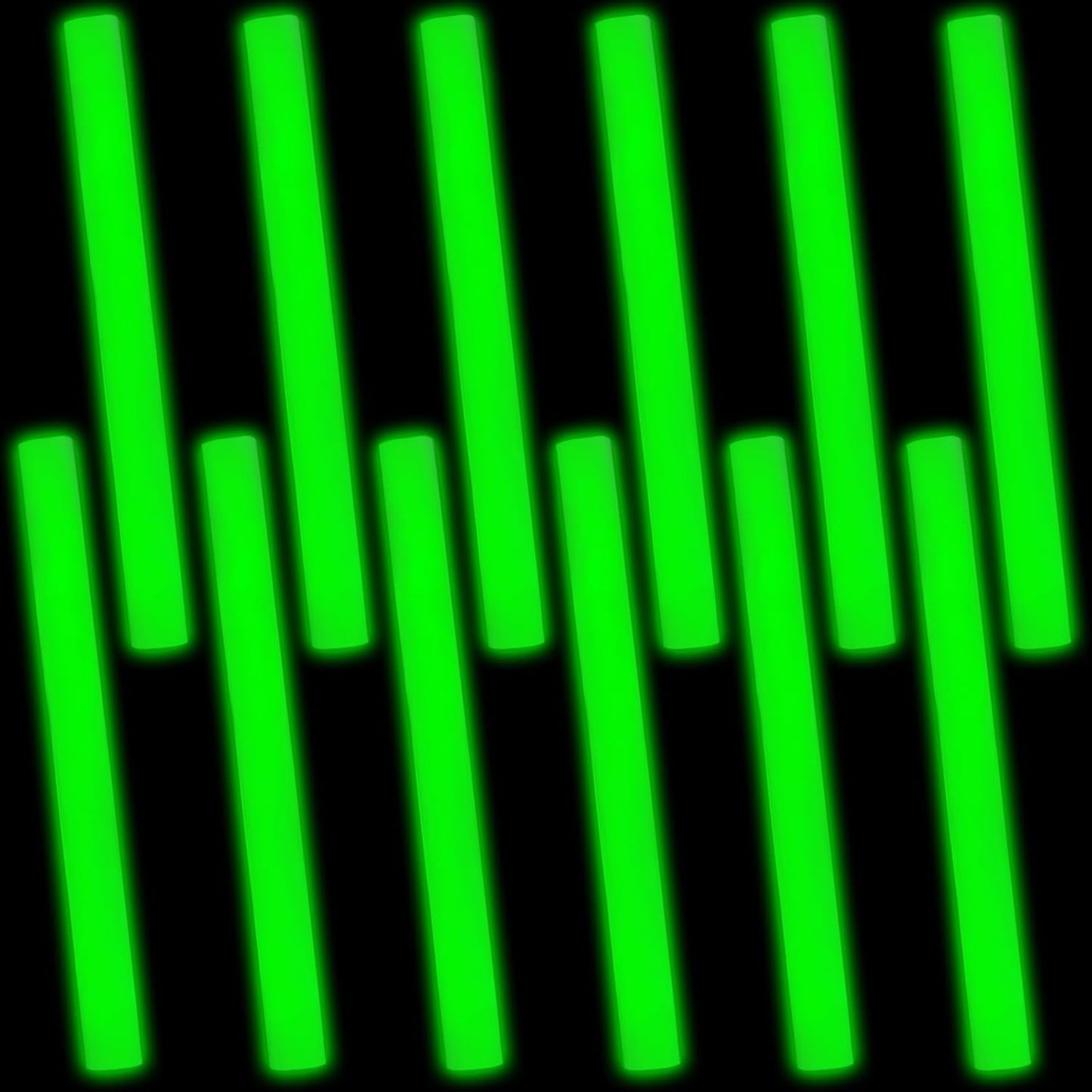 Glow Foam Sticks Bulk, 24 Pcs Green Giant LED Light Up Sticks Flashing Glowing Baton Wands Party Supplies for Wedding, Raves,Concert,Birthday,Christmas, Halloween,Sporting Events