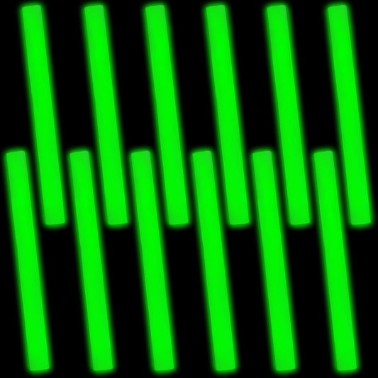 Glow Foam Sticks Bulk, 24 Pcs Green Giant LED Light Up Sticks Flashing Glowing Baton Wands Party Supplies for Wedding, Raves,Concert,Birthday,Christmas, Halloween,Sporting Events