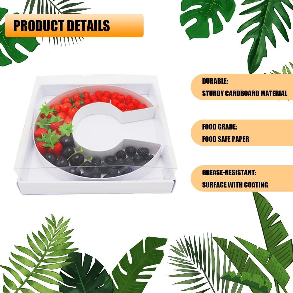 12" Fillable Cardboard Letter Charcuterie Gift Cupcake Box With Cover Sweets Packaging (C)