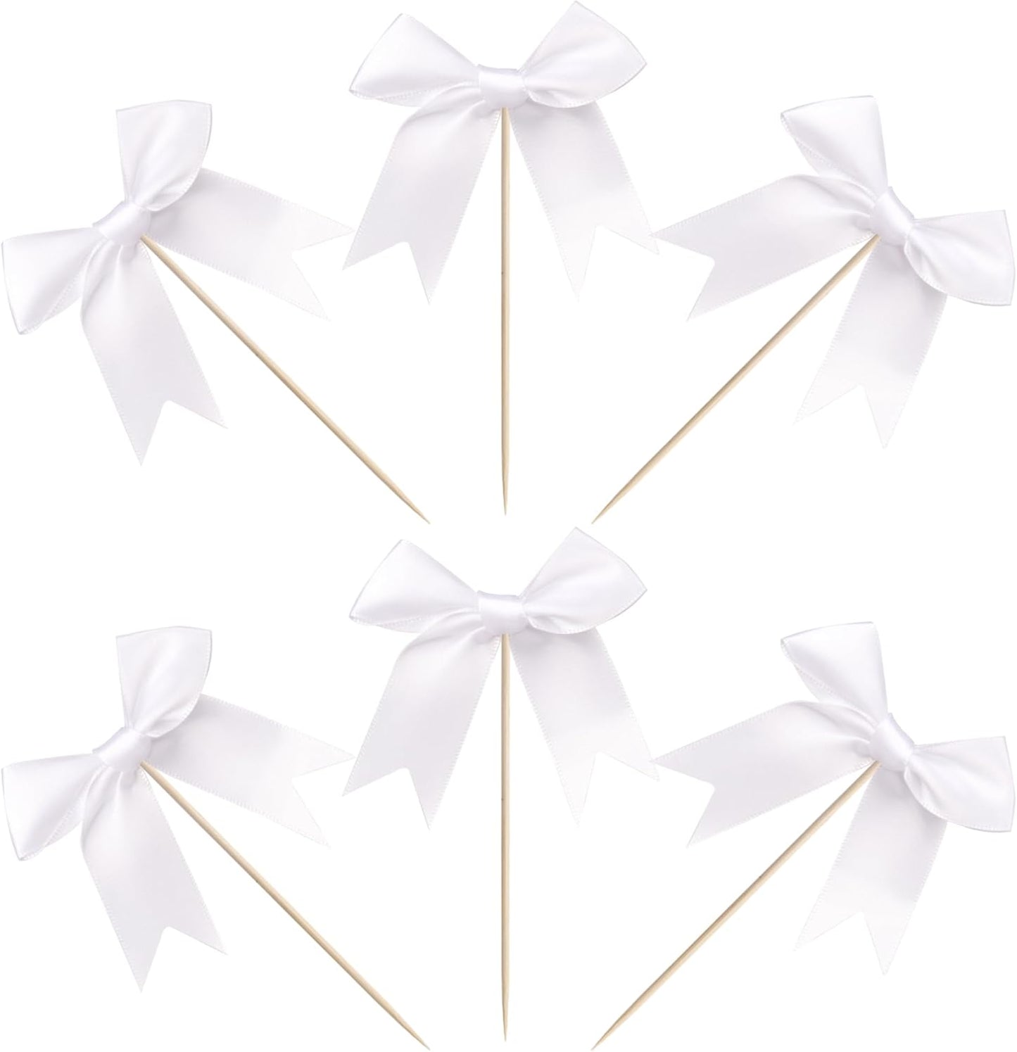 24 PCS Bow Cupcake Toppers Bowknot Cake Toppers Bow Cupcake Picks Bowknot Birthday Party Decorations Bow Cake Dessert Picks for Wedding Bridal Engagement Baby Shower Birthday Party Supplies White