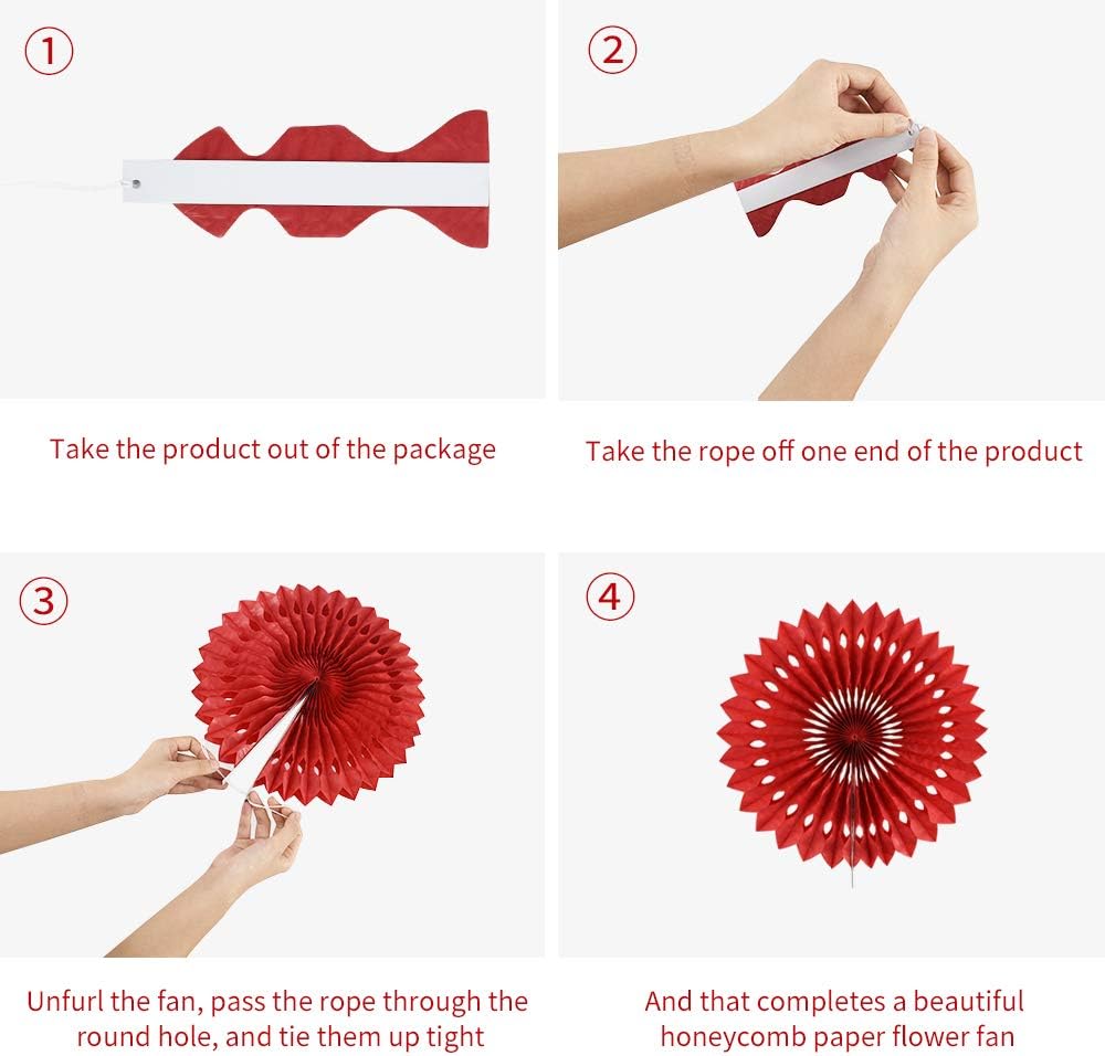 BEISHIDA Red Green White Hanging Tissue Honeycomb Round Paper Fans Decor Kit for Christmas Birthday Girl Kid Shower Bachelorette Wedding Backdrops Anniversary Party Supplies（11 Packs）