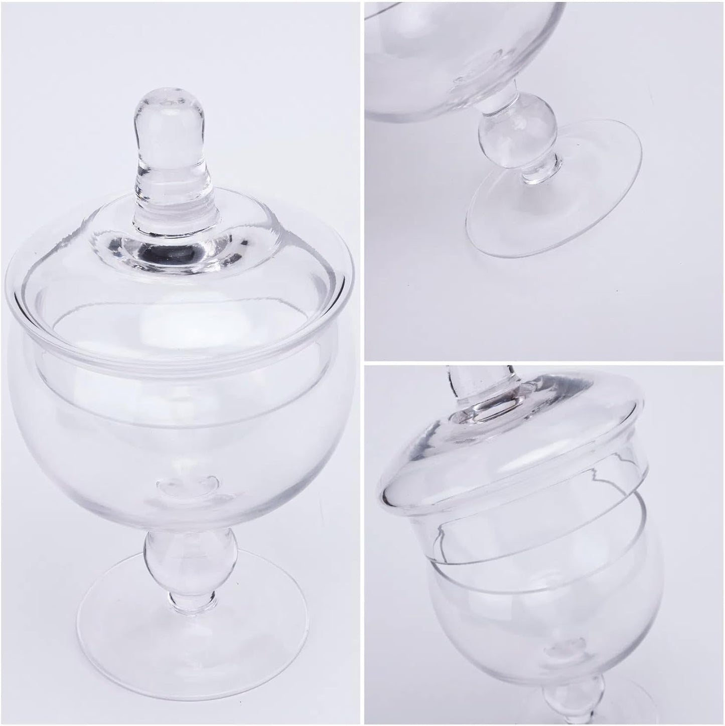 Glass Apothecary Jars with Lids, Small Storage Containers, Set of 3 Wide Mouth Storage Candy Jar Decorative Candy Buffet Organizer Canisters Elegant Kitchen