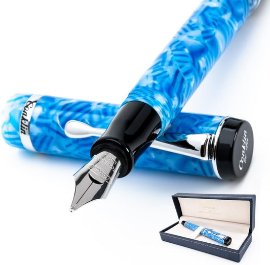 Conklin Duragraph Fountain Pen Ice Blue - Stub Nib, Premium Writing Instrument for Calligraphy & Signatures