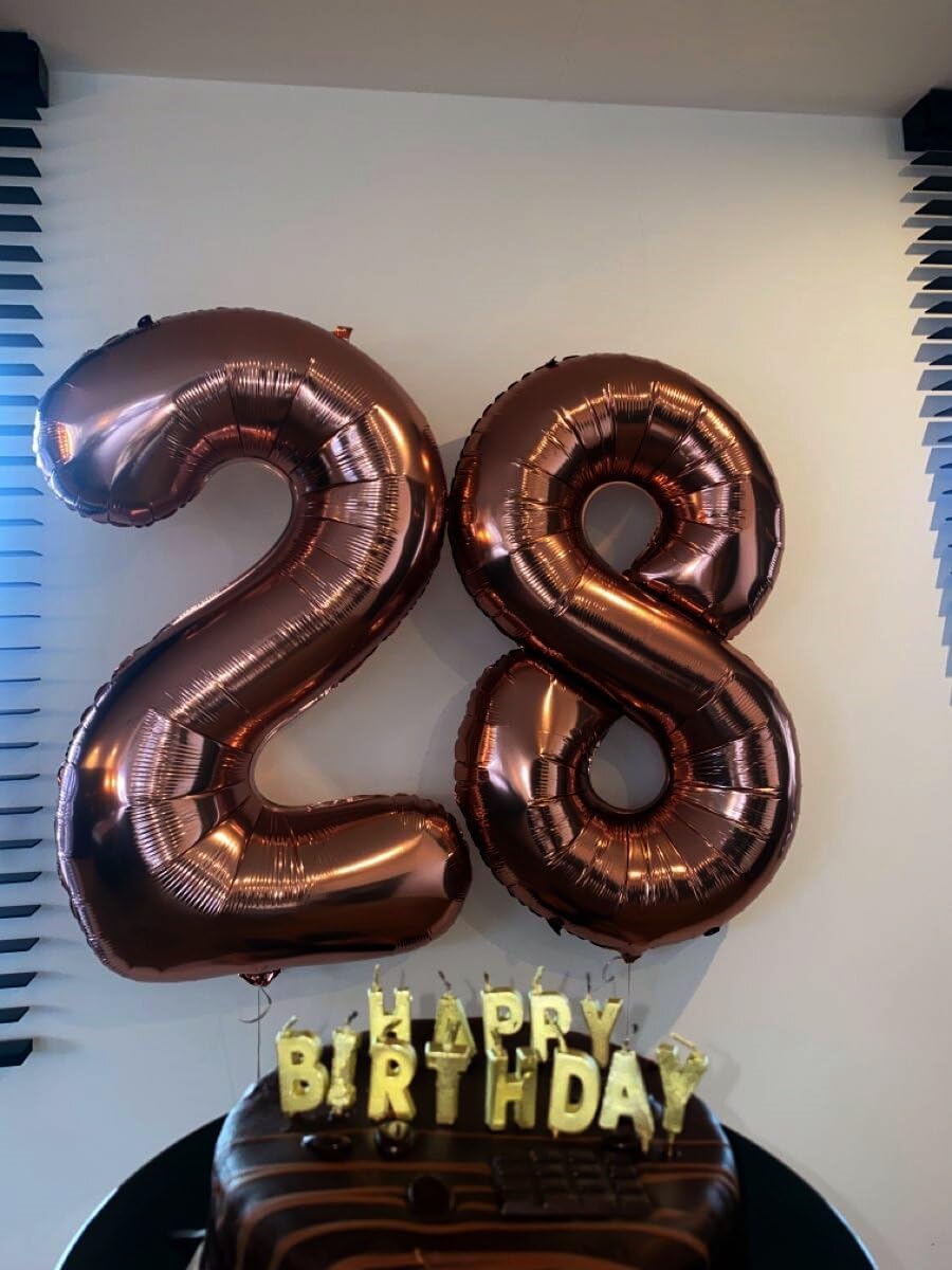 Dark Brown Foil Number 8 Balloon 40 Inch, Helium Mylar Eight Number 8 18 28 38 48 58 80 88 Birthday Balloons, 8th Coffee Brown Women Men Wedding Anniversary, Graduations Party Supplies
