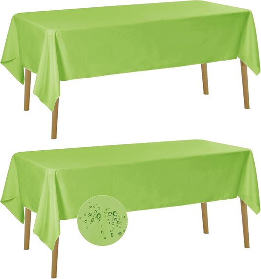 Fokitut 2 Pack Waterproof Rectangle Tablecloth, 60x120 Inch,Stain Resistant and Wrinkle Polyester Table Cloth, Fabric Table Cover for Kitchen Dining, Wedding, Party, Holiday Dinner-Apple Green
