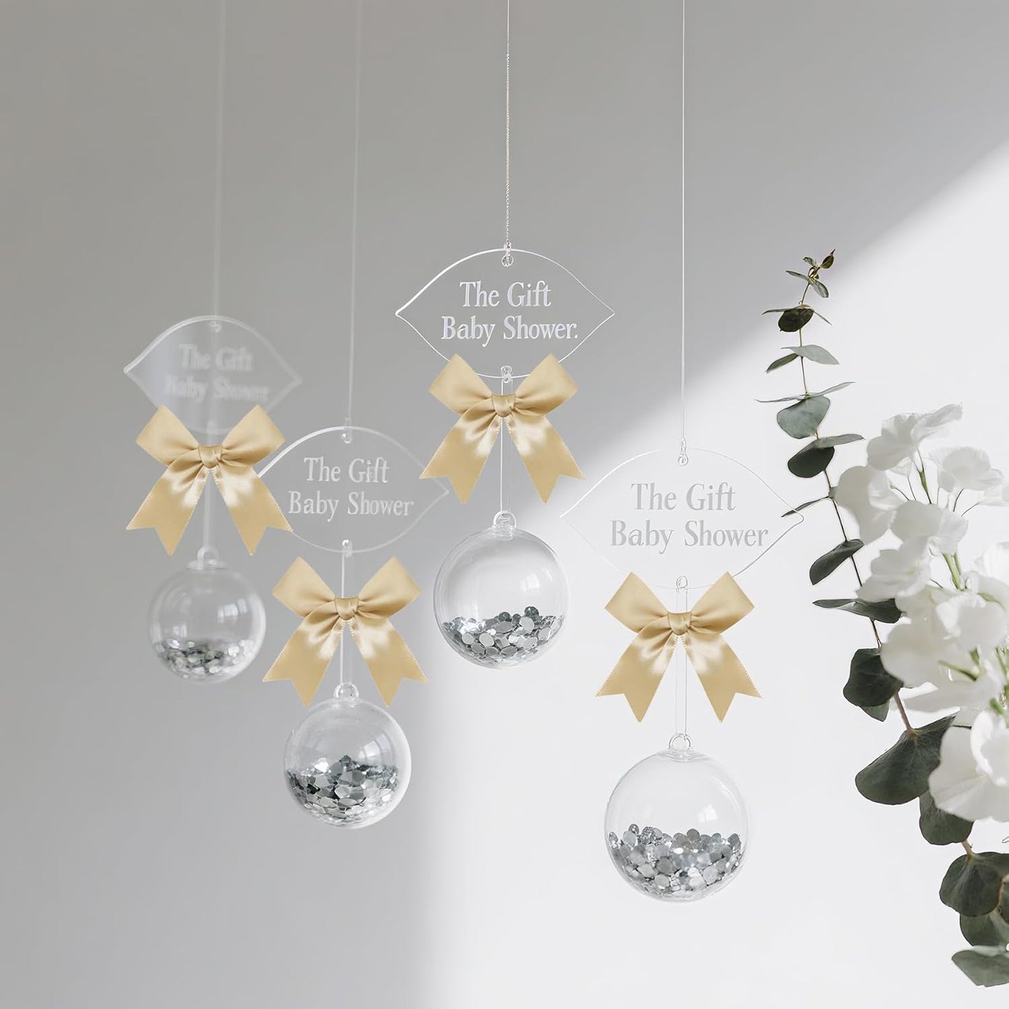 50 PCS Twist Tie Bows Satin Ribbon Bows 3.3 Inch Gift Wrap Bows Craft Bows for Gift Wrapping, Party Decorations Gifts Bag DIY Treat Bags Wedding Decor Baby Shower Christmas (Golden)