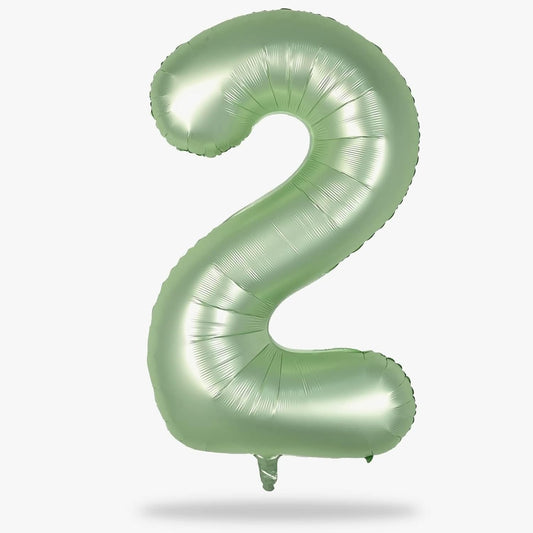 40" Balloon Number 2 Sage Green, Large Foil Number Balloons Set 0-9, Olive Green 2 Helium Balloons for Girls Boys 2nd 12th 20th Birthday Anniversary Graduation Jungle Safari Party Decoration Supplies