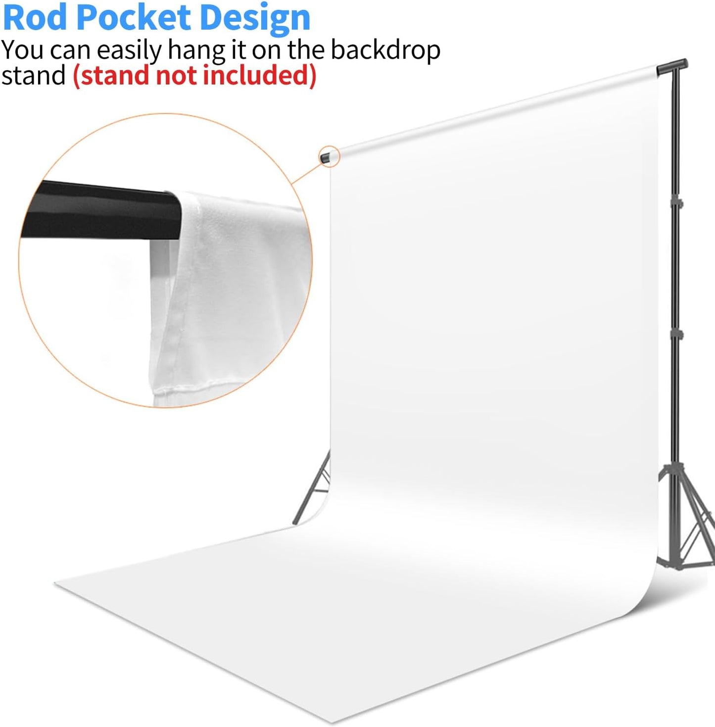 HEMMOTOP White Photo Backdrop, 6x9 ft White Background for Photography, Seamless Screen Backdrops for Photoshoot, Easter, Birthday Party, Video Recording, Photos, Projector (Backdrop only)