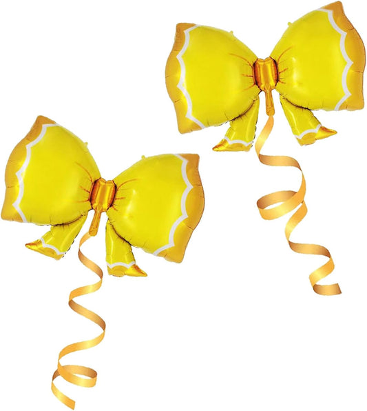 36 Inches Bow Foil Balloon Huge Bowtie Pink Balloon for Baby Shower, Wedding, Kids Theme Party Decoration (Yellow)