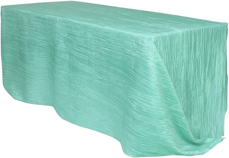 YOUR CHAIR COVERS - 90 x 156 inch Rectangular Crinkle Taffeta Tablecloth - Robin Egg, Rectangle Table Linens for 8 ft Rectangular Tables, Wedding Crushed Table Cloth