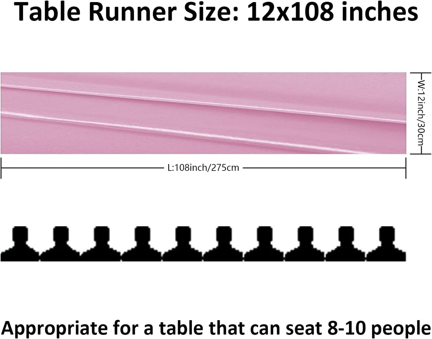 6Pack Table Runner 12 x 108 Inches Satin Silk Table Runner for Wedding, Birthday Party, Banquets, Graduations Decoration, fit Rectange and Round Table-Pink