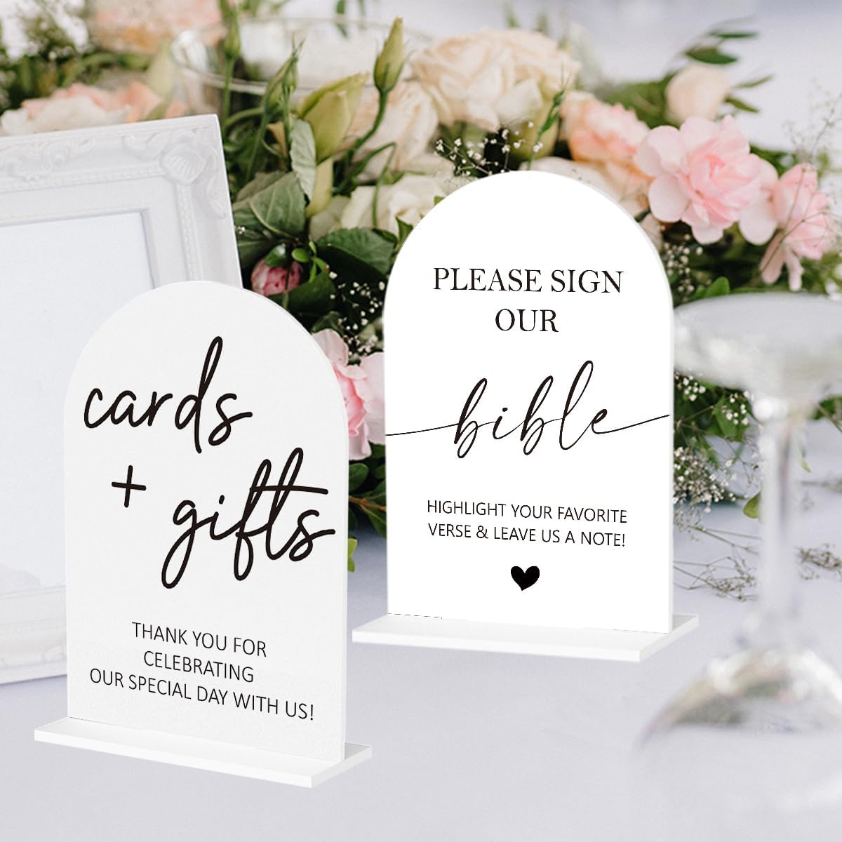 2Pcs Sign Our Bible Wedding Sign Cards and Gifts Signs for Wedding Engagement Party Bridal Shower Baby Shower Table Desk Acrylic Decor
