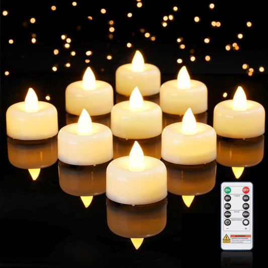 Amagic 12 Pack Remote Candles, Tea Lights with Timer, 400+Hours Flickering Flameless Battery Operated LED TeaLights Candles with Remote for Table Centerpieces, Home Decor, Wedding, Party (White)