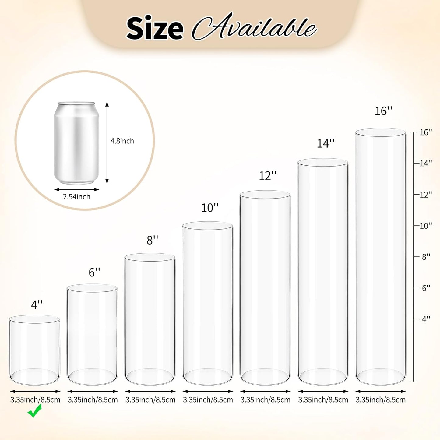 12Pack Glass Cylinder Vases for Centerpieces - 4 Inch Small Flower Vase for Wedding Decorations, Floating Candle Holder Vase Bulk,Glass Hurricane Candle Holders for Table Shelf, Party, Home Decor