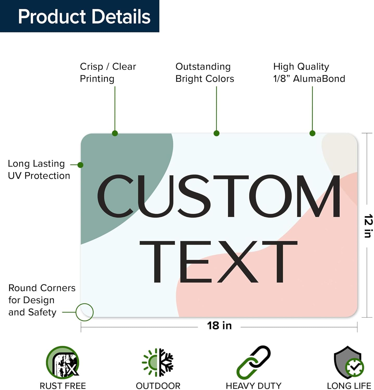Custom Sign, Custom Street Sign, 11 Font Colors, 13 Font Styles, 4 Hole Options, 22 Sizes, 12x18 Inches, Rust Free DiBound, Fade Resistant, Made in USA by My Sign Center (Minimalist)