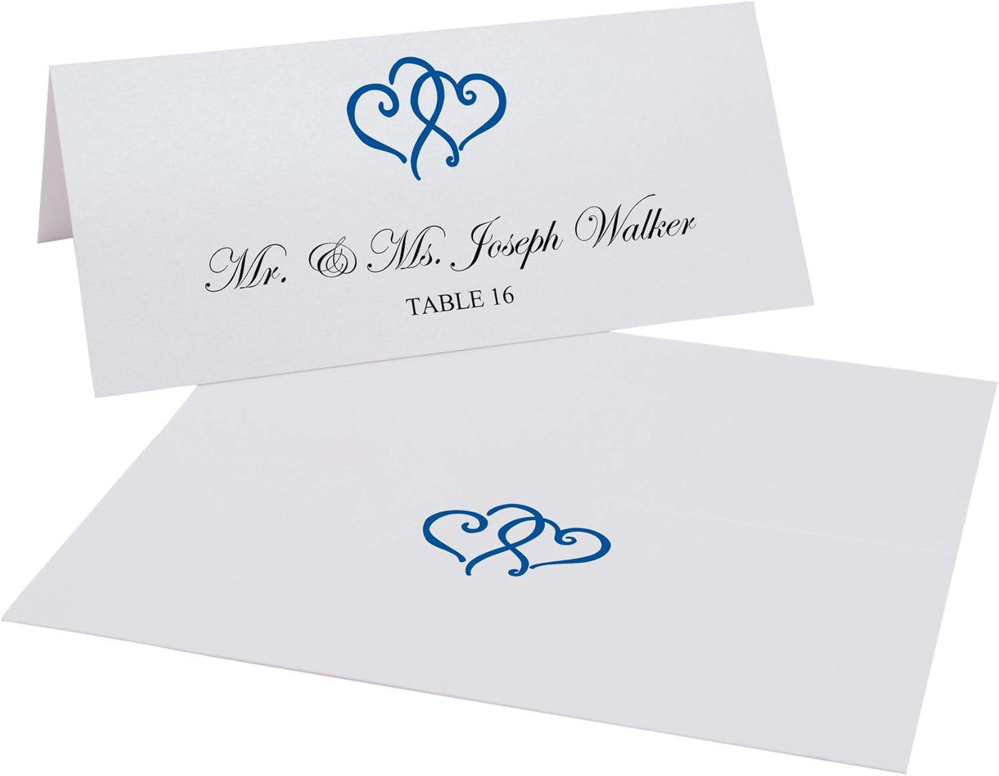 Linked Hearts Place Cards, Royal Blue (Choose Color), Set of 60, Pre-cut and Scored - Wedding, Party, Dinner, and Special Events - Made in the USA