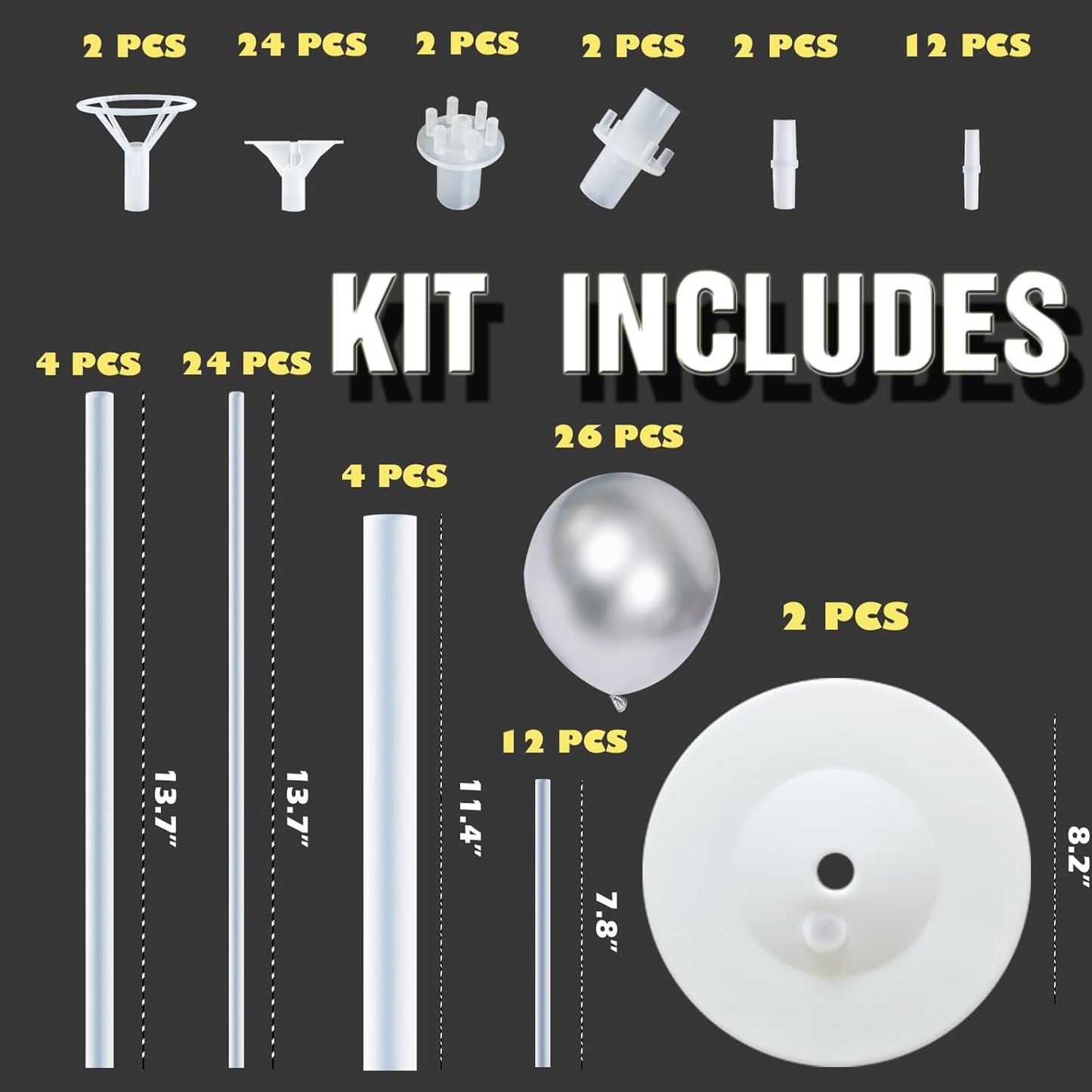 Balloon Column Kit for Floor- Set of 2 Colorful Chrome Metallic Balloon Columns with Stand, Base&Pole,Helium Balloon Tower Backdrop Decoration for Christmas Wedding, Baby Shower, Birthday Party