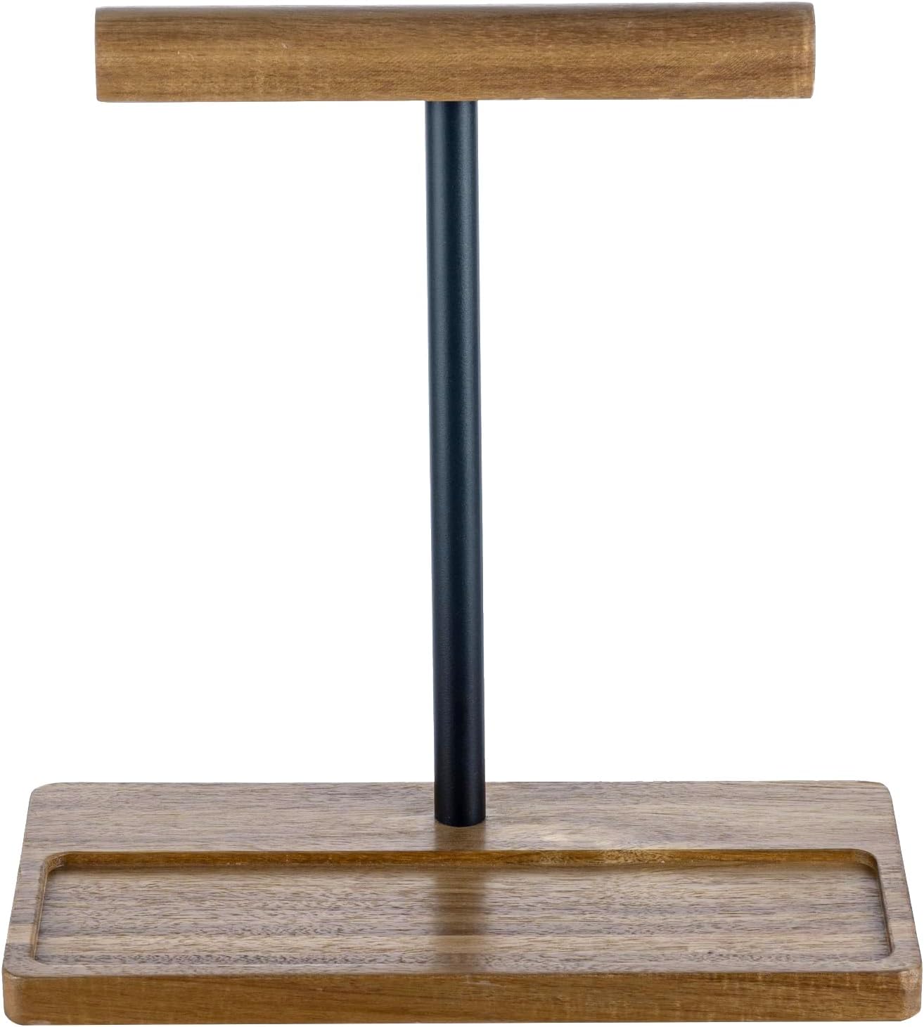 FARM IN Solid Acacia Wood Headphone Stand for Desk Rustic Headset Holder with Storage Base for Gaming and Office Accessories