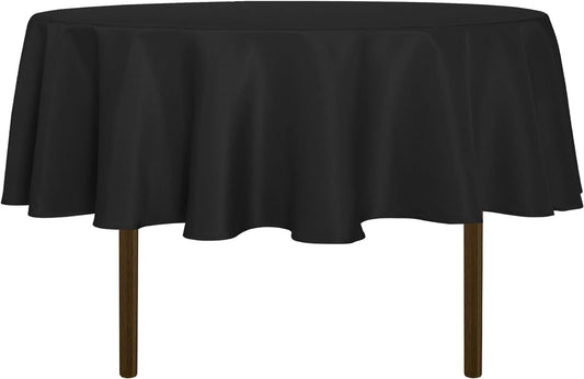 sancua Round Tablecloth - 80 Inch - Water Resistant Spill Proof Washable Polyester Table Cloth Decorative Fabric Table Cover for Dining Tables, Buffet Parties and Camping, Black